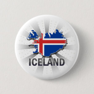 Island-Flaggen-Karte 2,0 Button