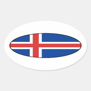 Island-Flaggen-Oval-Aufkleber Ovaler Aufkleber