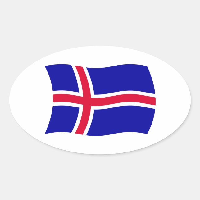 Island-Flaggenaufkleber Ovaler Aufkleber (Vorderseite)