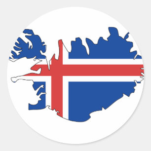 Island-Flaggenkarte Runder Aufkleber