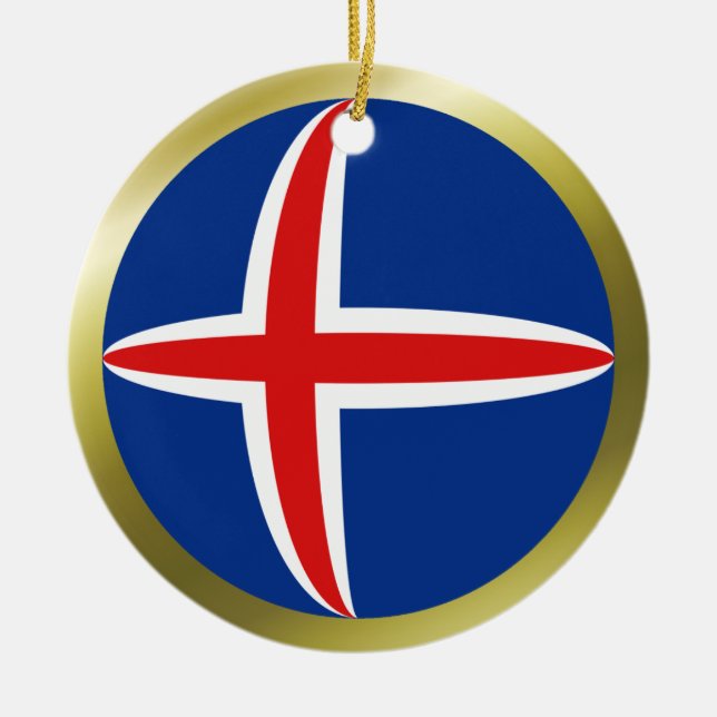 Island-Flaggenverzierung Keramikornament (Vorne)