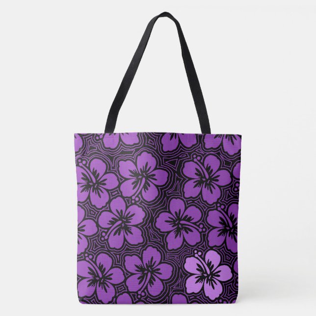 Island Floral Hawaiian Accent Hibiskus Beach Bag Tasche (Vorderseite)