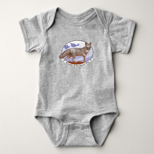 Island Fox Logo Gray Baby Bodysuit 1 Stück Strampler (Vorderseite)