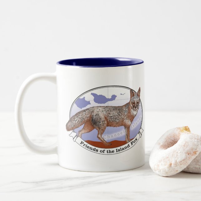Island Fox Logo Mug Blue Intérieur 11 oz (Avec donut)