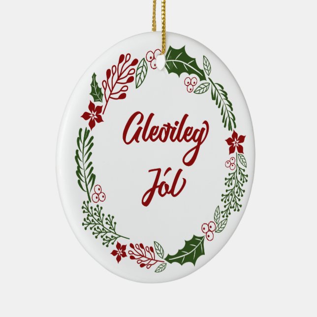 Island Frohe Weihnachtsfeier, Gleðileg jól Keramik Ornament (Rechts)