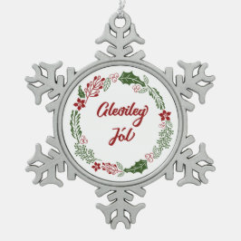 Island Frohe Weihnachtsfeier, Gleðileg jól Schneeflocken Zinn-Ornament