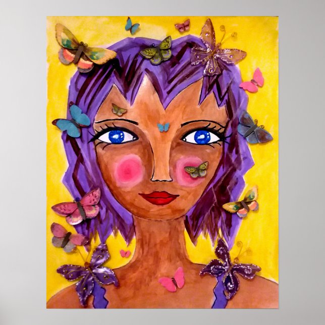 Island Girl mit Schmetterlings-Poster Poster (Vorne)