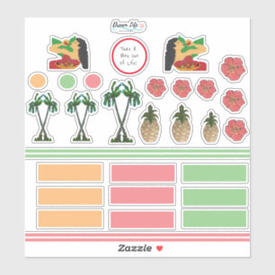 Island Girl Palm Tree Fleurs tropicales Stickers