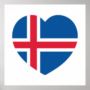 Island Herz Flagge Poster