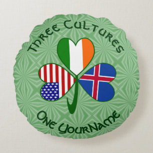 Island Irland USA Kleeblatt Flag Personalisiert Rundes Kissen