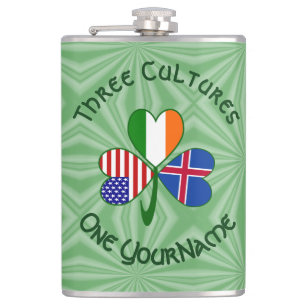 Island Irland USA Kleeblatt Flagge Personalisiert Flachmann