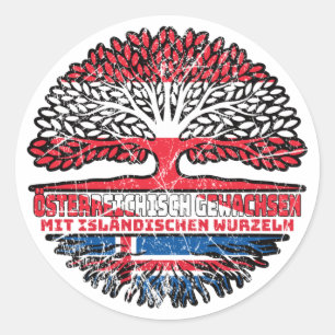 Island Isländisch Österreichisch Baum Runder Aufkleber