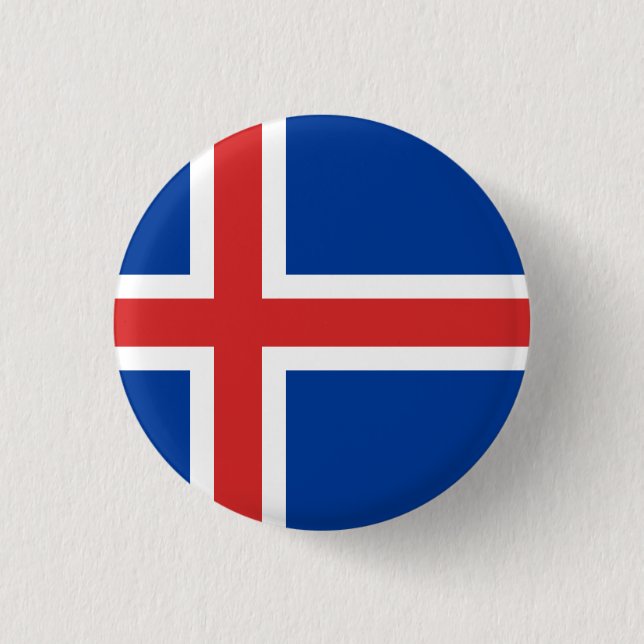 Island (isländische Flagge) Button (Vorderseite)