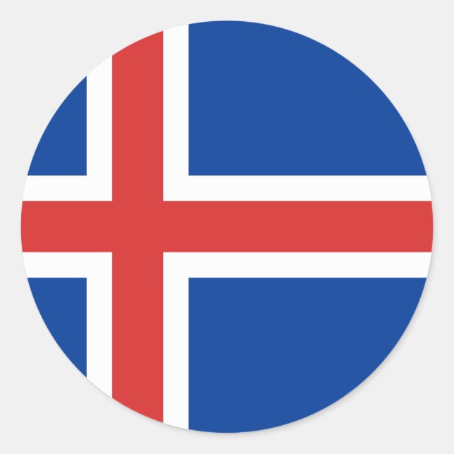 Island (isländische Flagge) Runder Aufkleber (Vorderseite)