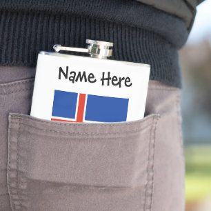 Island Isländische Flagge Schwarz Personalisierung Flachmann