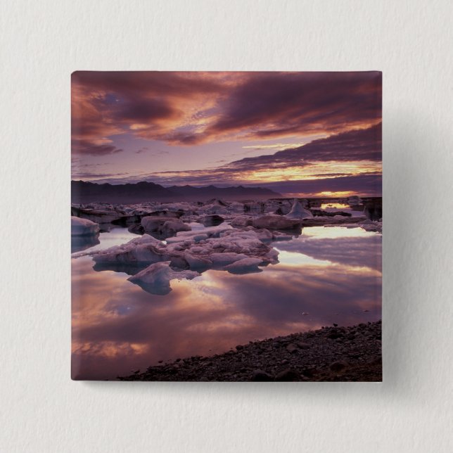 Island, Jokulsarlon Lagoon, Landschaft Button (Vorderseite)