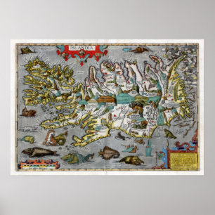 Island-Karte 1595 Poster
