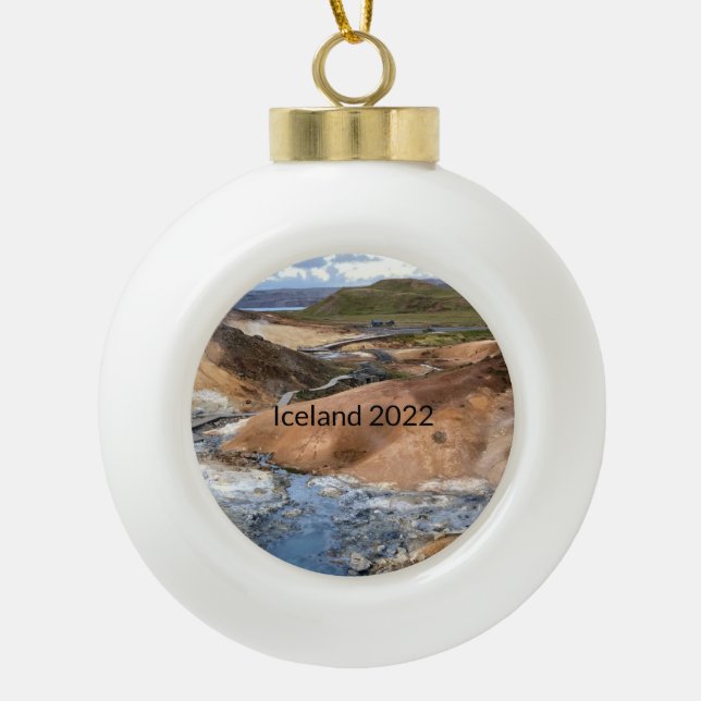 Island - Keramik Kugel-Ornament (Vorderseite)