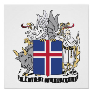Island Landeswappen Symbol Emblem Flagge Poster