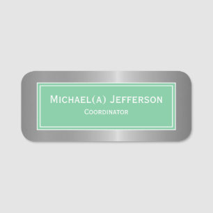 Island Light Green, Silver Metallic Luxury Elegant Namensschild