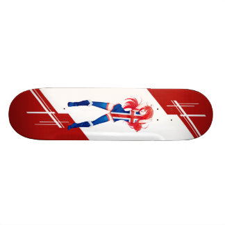 Island Manga Animemädchen kleidete auf Skateboard