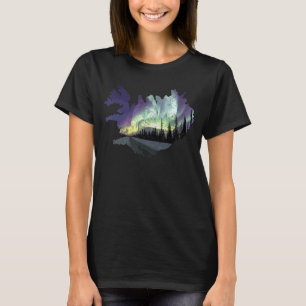 Island Map Fire Ice Northern Light Island Souv T-Shirt