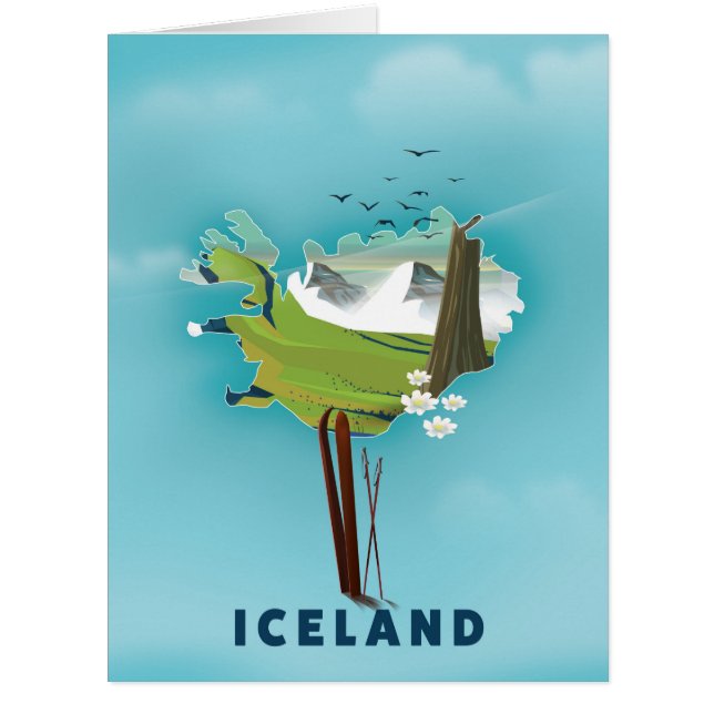 Island Map Illustration Reiseplakat. (Vorderseite)