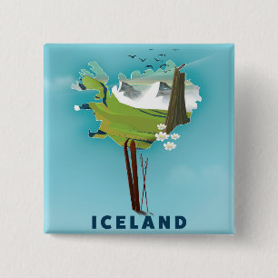 Island Map Illustration Reiseplakat. Button