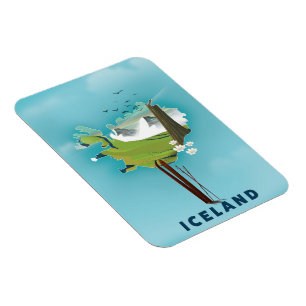 Island Map Illustration Reiseplakat. Magnet
