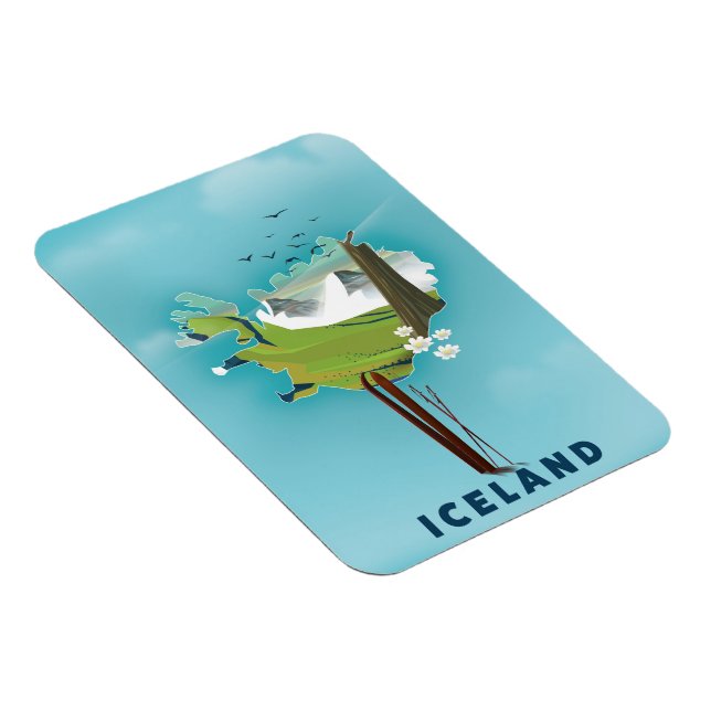 Island Map Illustration Reiseplakat. Magnet (Rechte Seite)