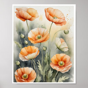 Island Mohnbläschen Blume Aquarell Poster