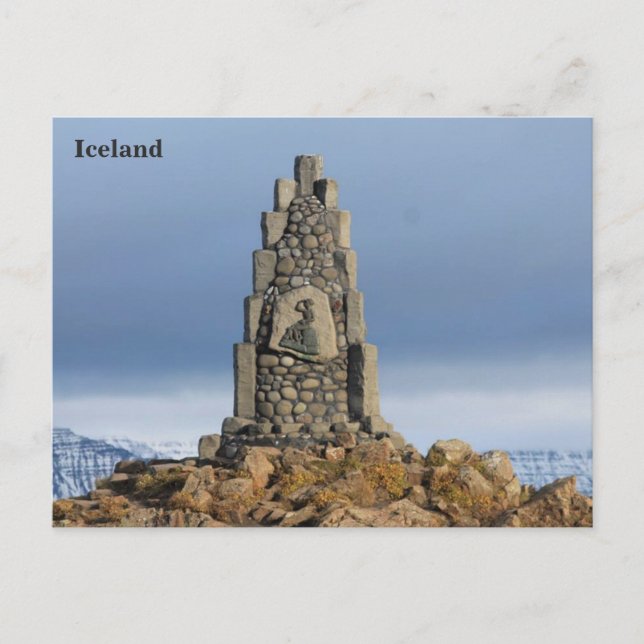 Island, Monument Stephan Stephansson, Vatnsskard Postkarte (Vorderseite)