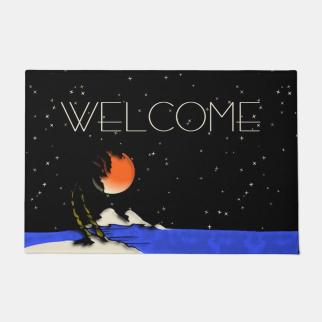 Island Night Design Willkommen Fußmatte (Vorderseite)