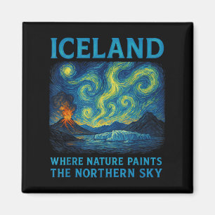 Island - Northern Lights Van Gogh Style, Aurora B Magnet