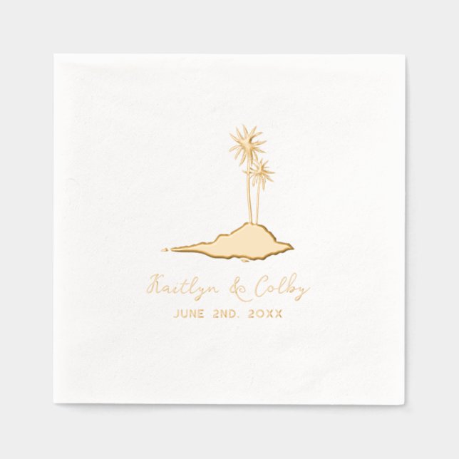 Island Palmen Wedding Servietten Mit Folie (Vorderseite)