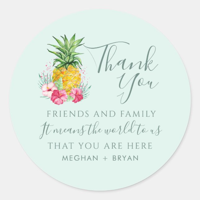 Island Paradise Beach Wedding Gefallen Runder Aufkleber (Vorderseite)