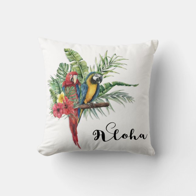 Island Paradise Birds Tropical Floral Botanical Kissen (Vorderseite)