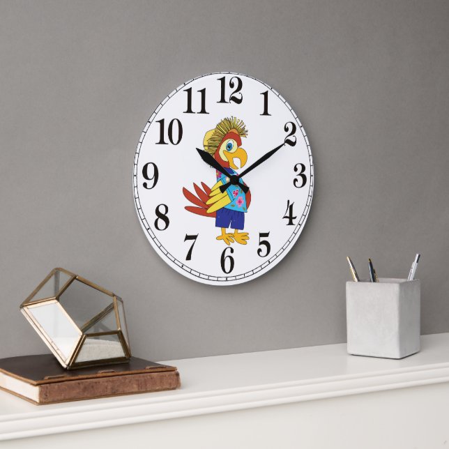 Island Parrot Round Clock Große Wanduhr (Büro)