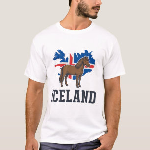 Island Pferd Vintage-Flagge Vektor-Shirt-Design_1 T-Shirt