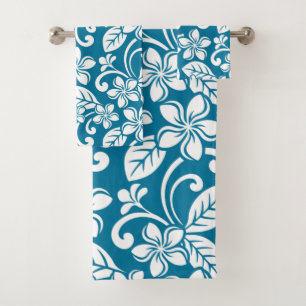 ISLAND PLUMERIA (KARIBISCHE BLAU) BAD TOWEL SET