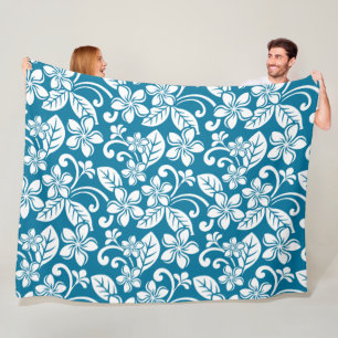ISLAND PLUMERIA (KARIBISCHE BLAU) Vlies-Decken Fleecedecke