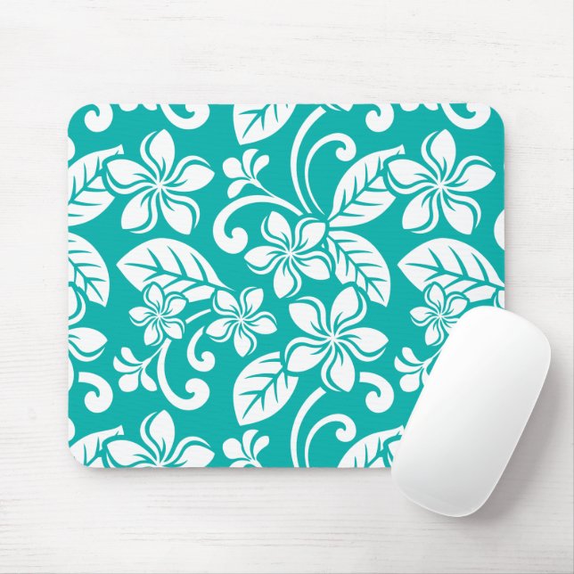 ISLAND PLUMERIA (TURQUOISE) Gepäckmarke Mousepad (Mit Mouse)