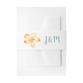 Island Plumeria Watercolor Wedding Einladungsbanderole
