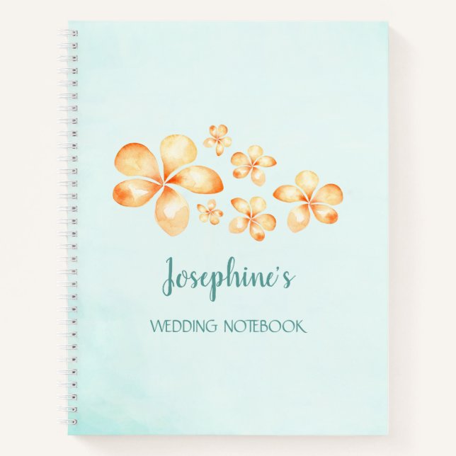 Island Plumeria Watercolor Wedding Notizbuch (Vorderseite)