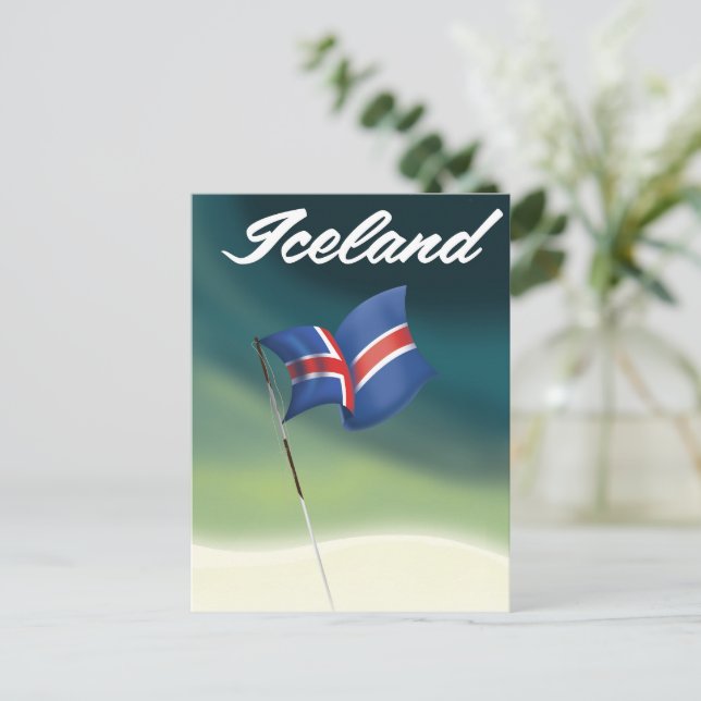 Island-Reiseplakat Postkarte (Stehend Vorderseite)
