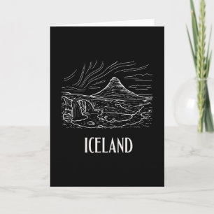 Island Retro Art Wandern Aurora Borealis Souvenir  Karte