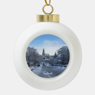 Island Reykjavik - Keramik Kugel-Ornament