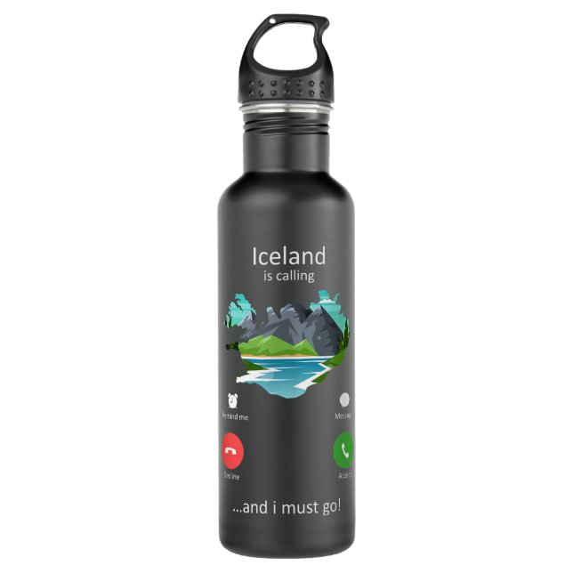 Island ruft an und ich muss nach Island gehen Edelstahlflasche (Vorderseite)