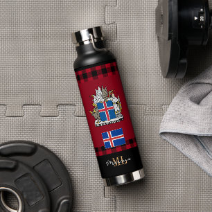 Island Rustikales Vakuum isoliert, isländische Fla Trinkflasche