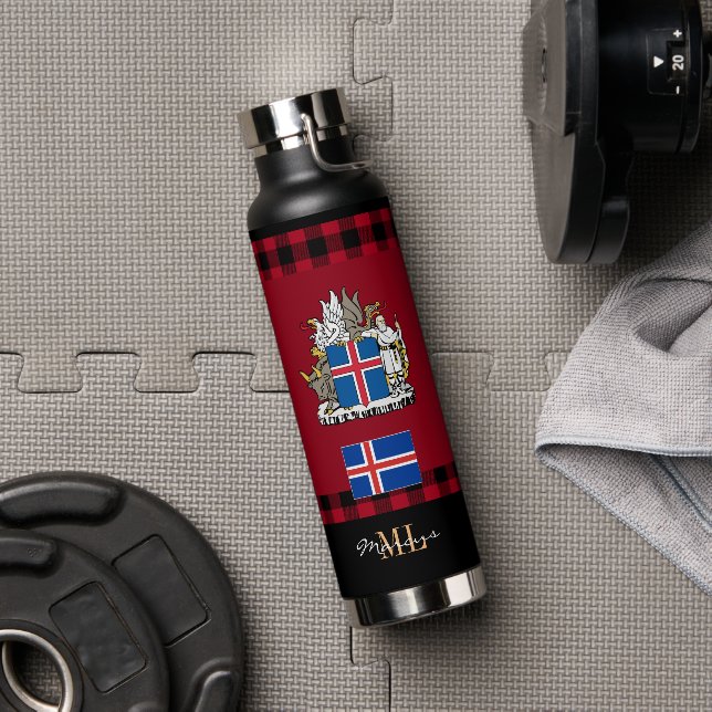 Island Rustikales Vakuum isoliert, isländische Fla Trinkflasche (Fitnessstudio)